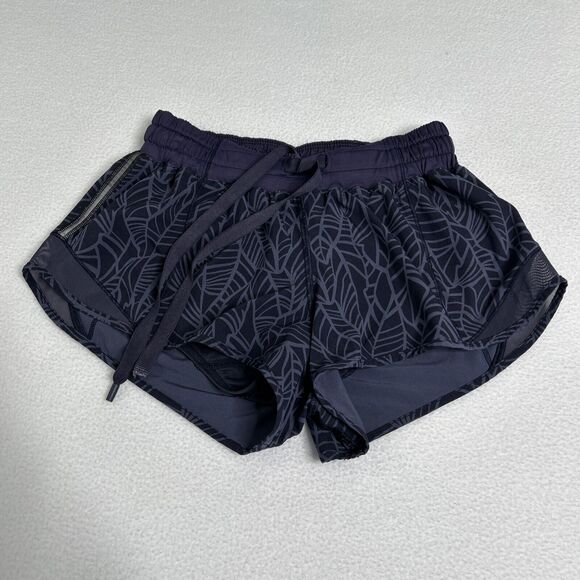 Lululemon Women's Size 4 Hotty Hot Short Pretty Palm Cadet Greyvy Cadet Blue - Picture 2 of 7
